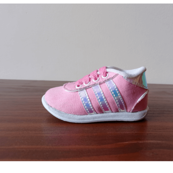 Tennis Style Shoe for Boy or Girl- Color Pink with Silver